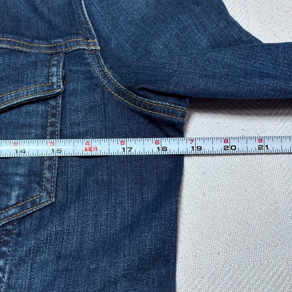 7 For All Mankind Classic Denim Jacket Womens Medium Trucker Stretch Dark Wash - Picture 10 of 14
